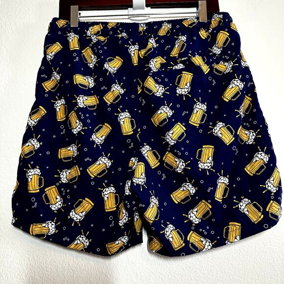 Surf Society Boardshorts Beer Print 7" Drawstring Waistband Mesh Blue L 32" - Picture 6 of 6